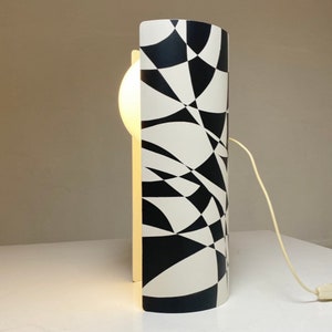 Vintage Op Art Black & White Table or Floor Lamp – Space Age Design, Italy 1970s