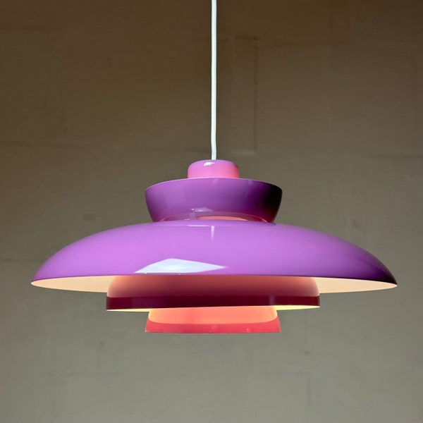 Beautiful and rare purple ceiling light by Jo Hammerborg for Fog & Morup, Denmark 1966.