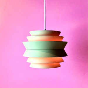 Unique pink and green Trava ceiling light by Carl Thore, Sweden 1960s. image 7