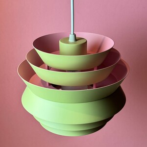 Unique pink and green Trava ceiling light by Carl Thore, Sweden 1960s. image 2