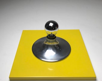 Chrome & Yellow Space Age Wall Panel Light by Hustadt Leuchten, Germany, 1970s – Retro Midcentury Lighting
