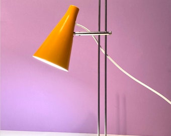Orange Lacquered Table Lamp – Lidokov, Czechoslovakia, 1970s – Vintage Midcentury Modern Lighting