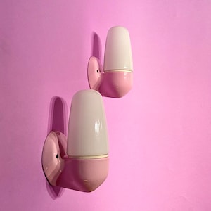 Vintage Pink Mid-Century Modern Wall Lights – Glazed Ceramic by Wilhelm Wagenfeld, Germany, 1960s – Set of 2