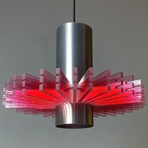 Rare Pink Priest Collar Ceiling Light by Claus Bolby for CEBO, Denmark 1967 – Midcentury Design