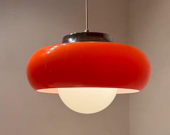 Plafonnier Harvey Guzzini Orange, décoration Space Age, Italie, 1970s