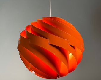 Orange lacquered ceiling light by Louis Weisdorf for LYFA, Denmark 1967.