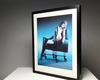 Verner Panton framed nude art print "joke" chair 1995.