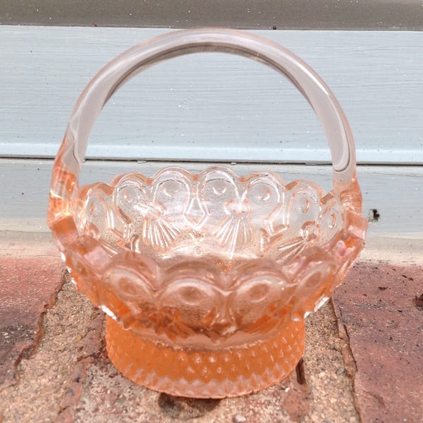 Vintage Glass Basket Etsy