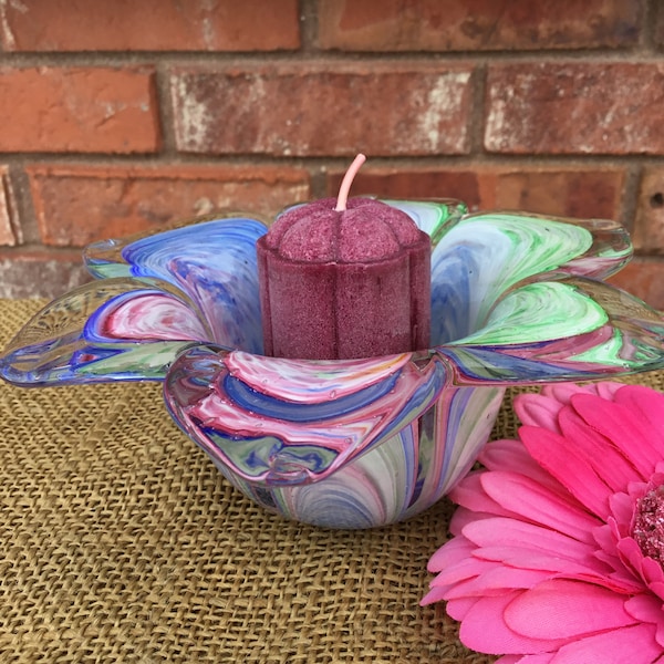 Blue Daisy Candle Holder Etsy