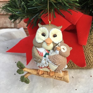 1994 Hallmark Grandpa owl Christmas ornament |  Guess Whoo loves Grandpa? | grandpa owl with baby owl | keepsake ornament