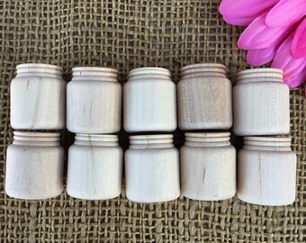 12 miniature wood ball mason jars for dollhouse, fairy garden, country, shabby chic