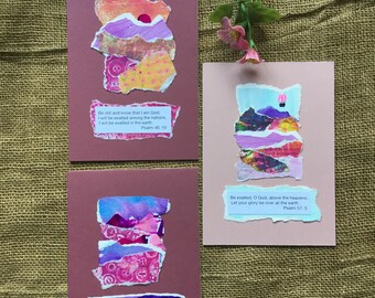 Your choice  |   Small original scenic watercolor collages  on 5” x 7” mat board with Bible verses