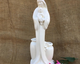 Sale! Vintage Mary Mother and Jesus floral vase | mother of Jesus | Christian figures | Catholic religious icon nativity Madonna and child