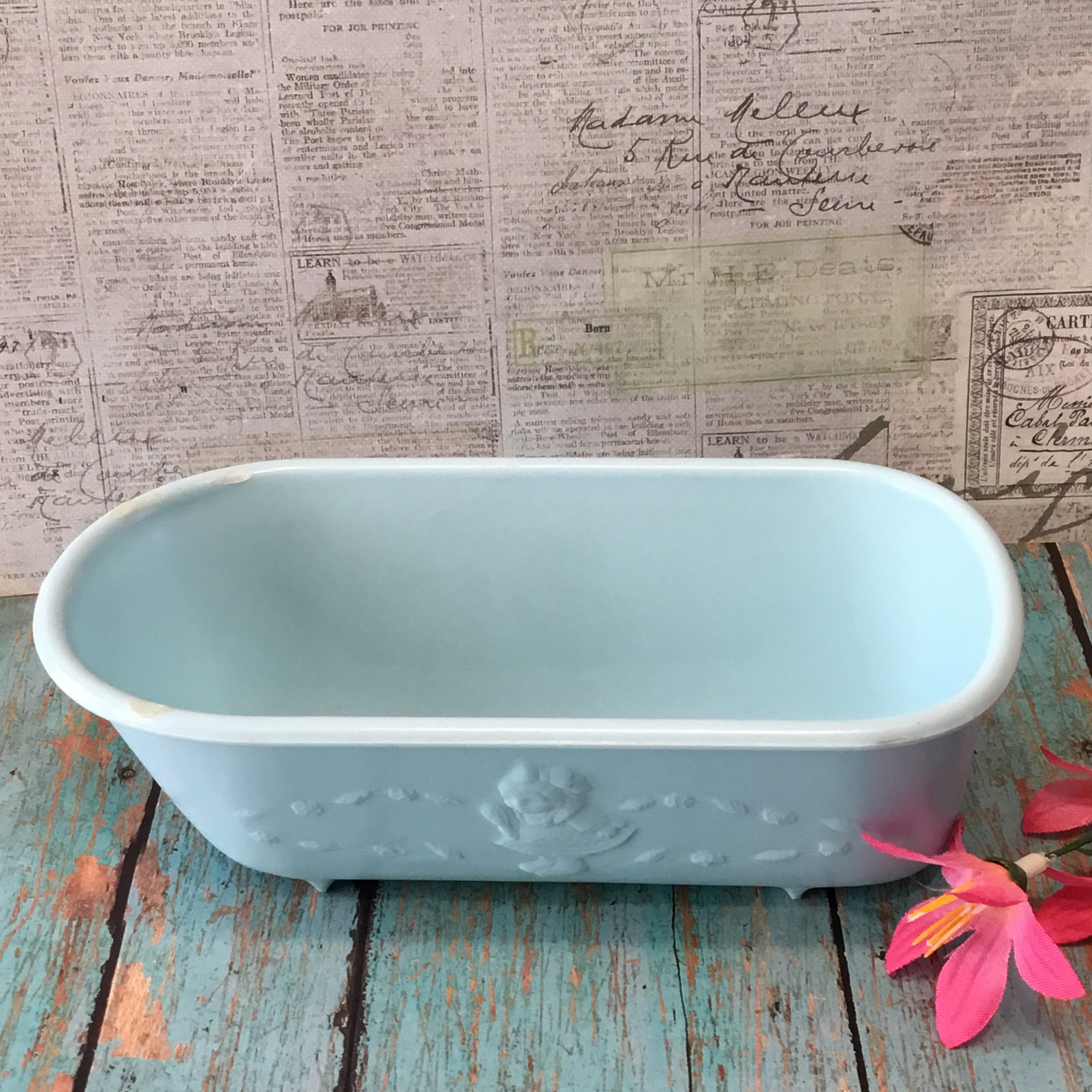 Vintage Plastic Blue Bathtub Little Lady Toiletries Helene Etsy