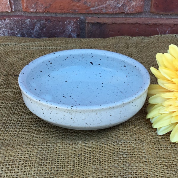 Sweet neutral toned handcrafted small ceramic bowl  | hand thrown pottery | ring dish trinket dish | scrubby or soap dish | farmhouse decor