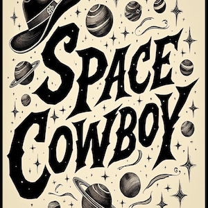 Space cowboy lettering PNG DIGITAL product