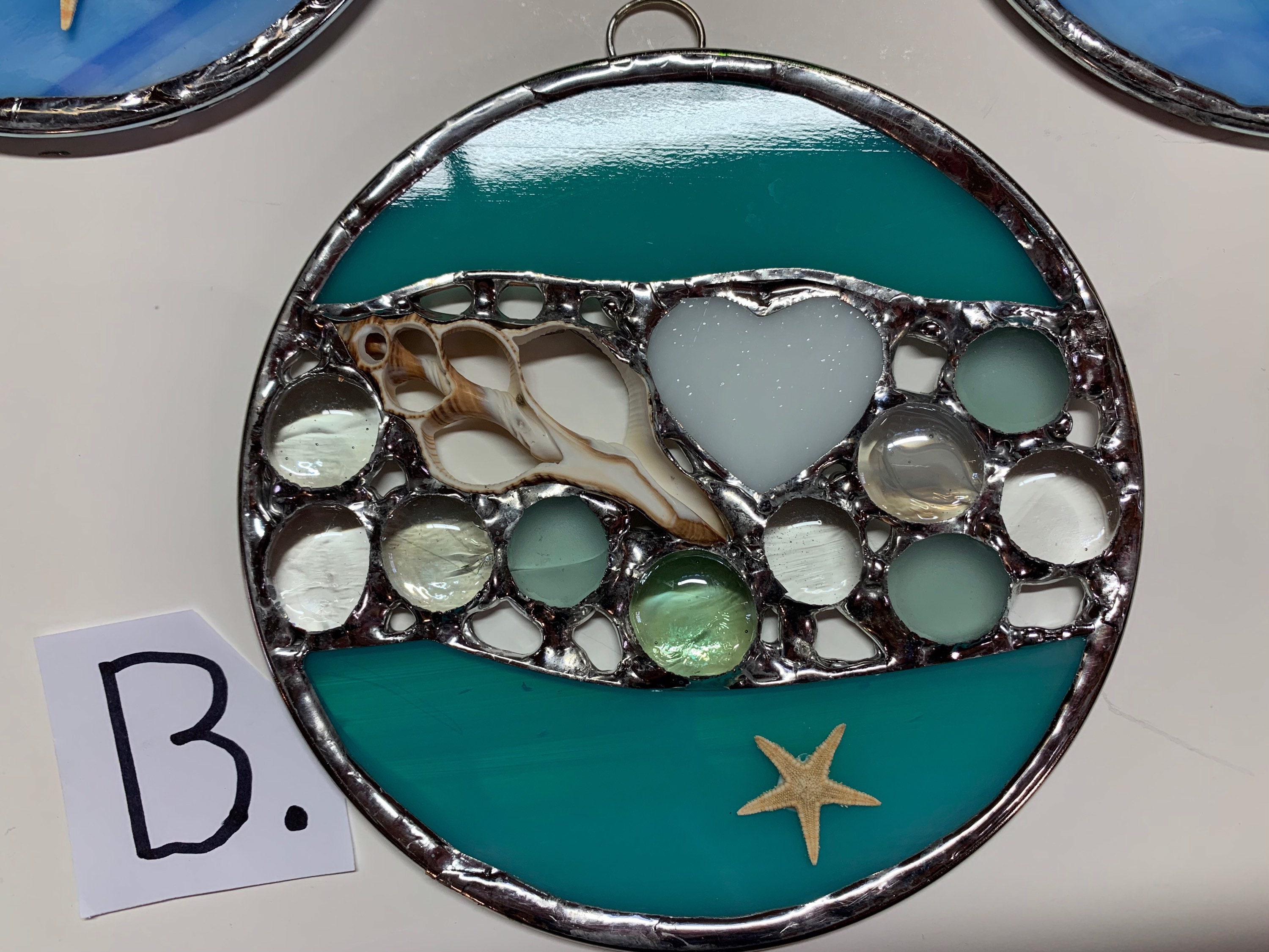 Stained Glass Ocean Sun Catchers With Shells and Starfish Etsy