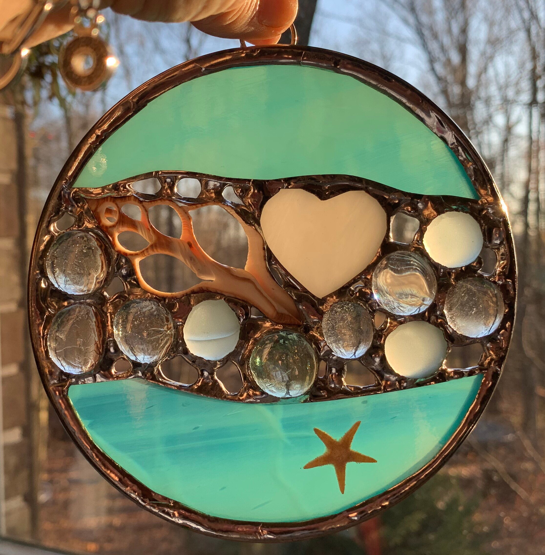 Stained Glass Ocean Sun Catchers With Shells and Starfish Etsy
