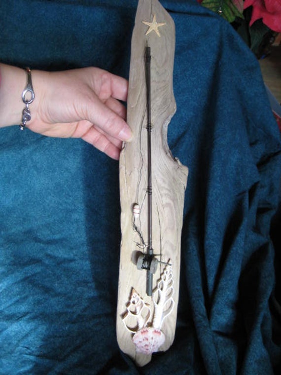 Fishing Pole Driftwood Hanging Wall Art Beach Decor Etsy