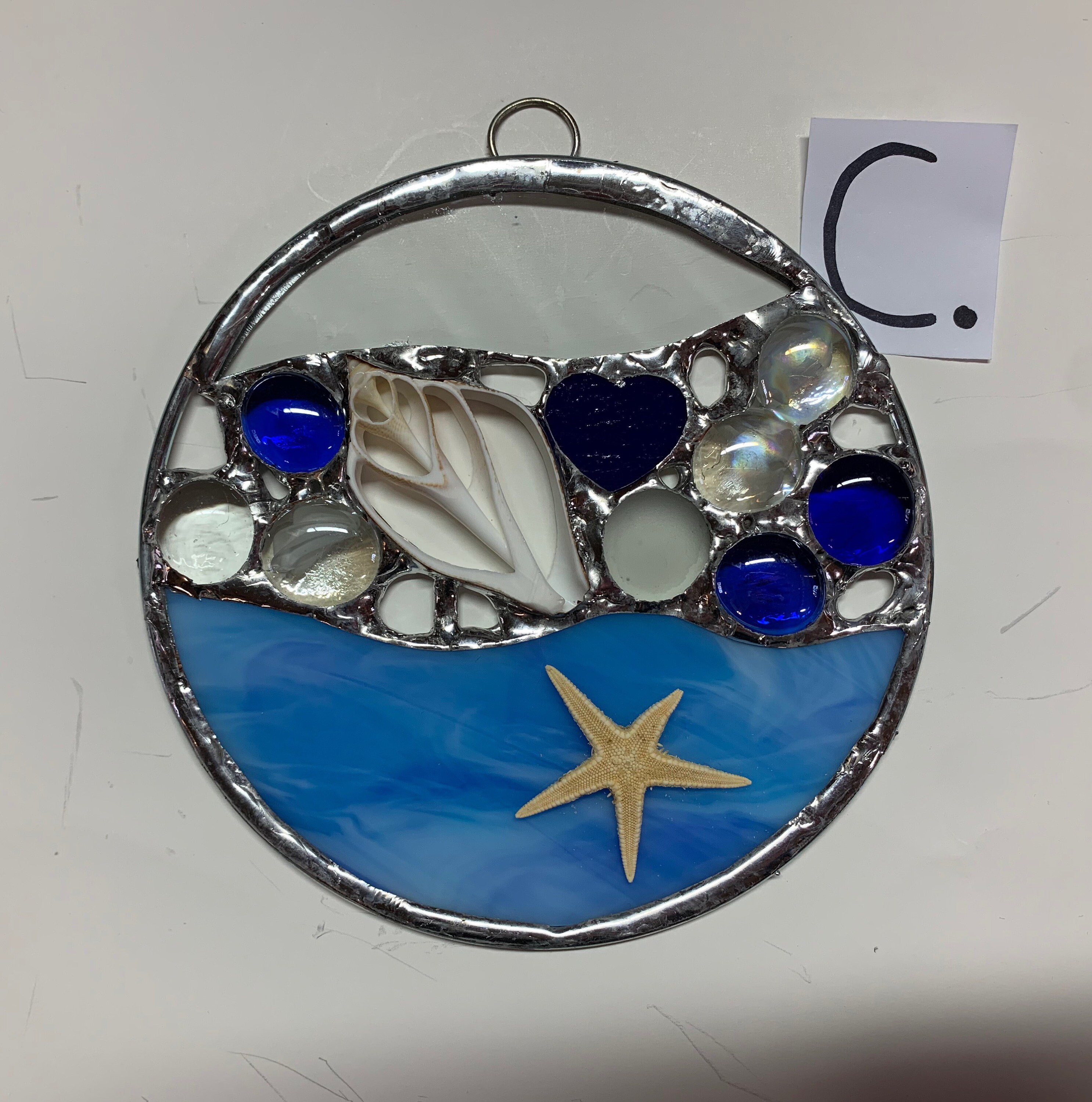 Stained Glass Ocean Sun Catchers With Shells and Starfish Etsy
