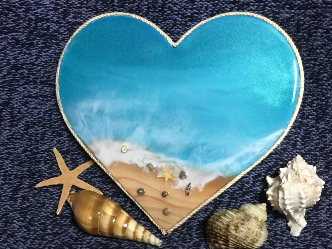 Resin Ocean Wave, Seashore Large Heart Hanging Wall Art - Etsy