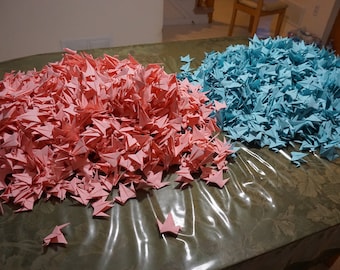 Gender Reveal - Boy Blue or Girl Pink - 1000 Origami Coloured Cranes!
