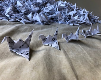 Sheet Music Origami Cranes! - 1000 Flapping Cranes