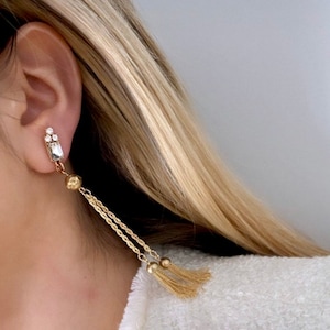Antique Tassel Earrings, Gold Tassel Earrings Dainty, Vintage Tassel Earrings, Long Gold Drop Earrings, Tassel Drop Earrings Unique Earrings