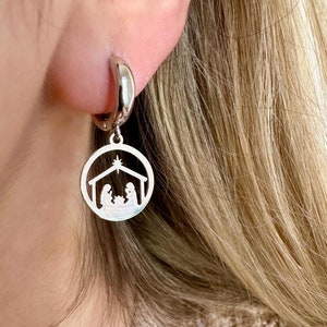 nativity earrings
silver christmas
christmas earrings
silver hoop earrings
religious earrings
religious christmas
christmas hoops
silver hoop earring
nativity scene
nativity jewelry
catholic earrings
catholic gifts
religious gifts