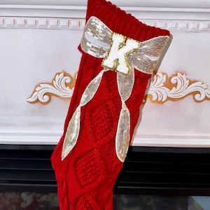 Personalized Christmas Stocking, Initial Christmas Stocking, Letter Christmas Stocking, Custom Christmas Stocking, Red Christmas Stocking