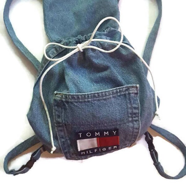 Denim Backpack - Jeans Bag - Jean Backpack - Jean Bags - Upcycled Backpack - Backpack Women - Vintage Tommy Hilfiger - Tommy Hilfiger Bag