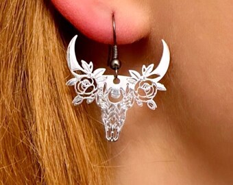 Silber Kuh Ohrringe, Silber Kuh Ohrringe, Cowgirl Ohrringe, Silber Western Ohrringe, Boho Western Ohrringe, Cowgirl Schmuck, Cowgirl Geschenk