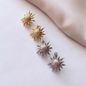 Gold Sun Earrings, Sun Stud Earrings, Tiny Sun Earrings, Sunburst Earrings, Sun Stud Silver, Sunburst Silver Earrings, Sunburst Studs