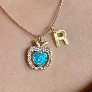 Collar de maestro personalizado, collar de manzana dorada, collar de regreso a la escuela, regalo de manzana para maestros, regalo de maestro personalizado, joyería de manzana