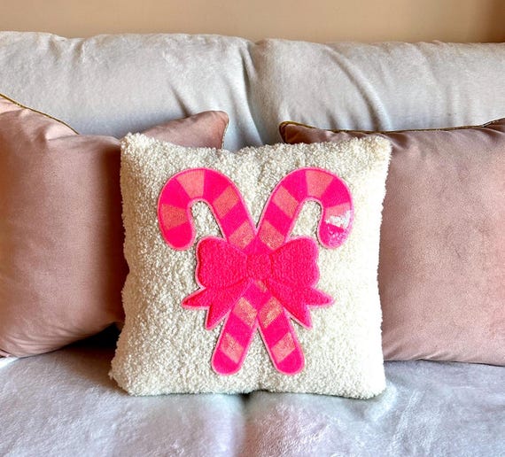 Pink Candy Cane Pillow Cover Candy Cane Pillow Cover, Pink
