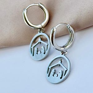 nativity earrings
silver christmas
christmas earrings
silver hoop earrings
religious earrings
religious christmas
christmas hoops
silver hoop earring
nativity scene
nativity jewelry
catholic earrings
catholic gifts
religious gifts