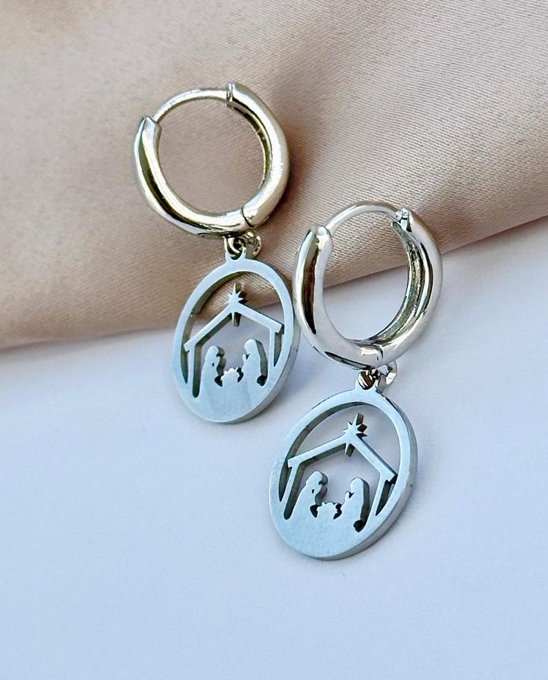 nativity earrings
silver christmas
christmas earrings
silver hoop earrings
religious earrings
religious christmas
christmas hoops
silver hoop earring
nativity scene
nativity jewelry
catholic earrings
catholic gifts
religious gifts