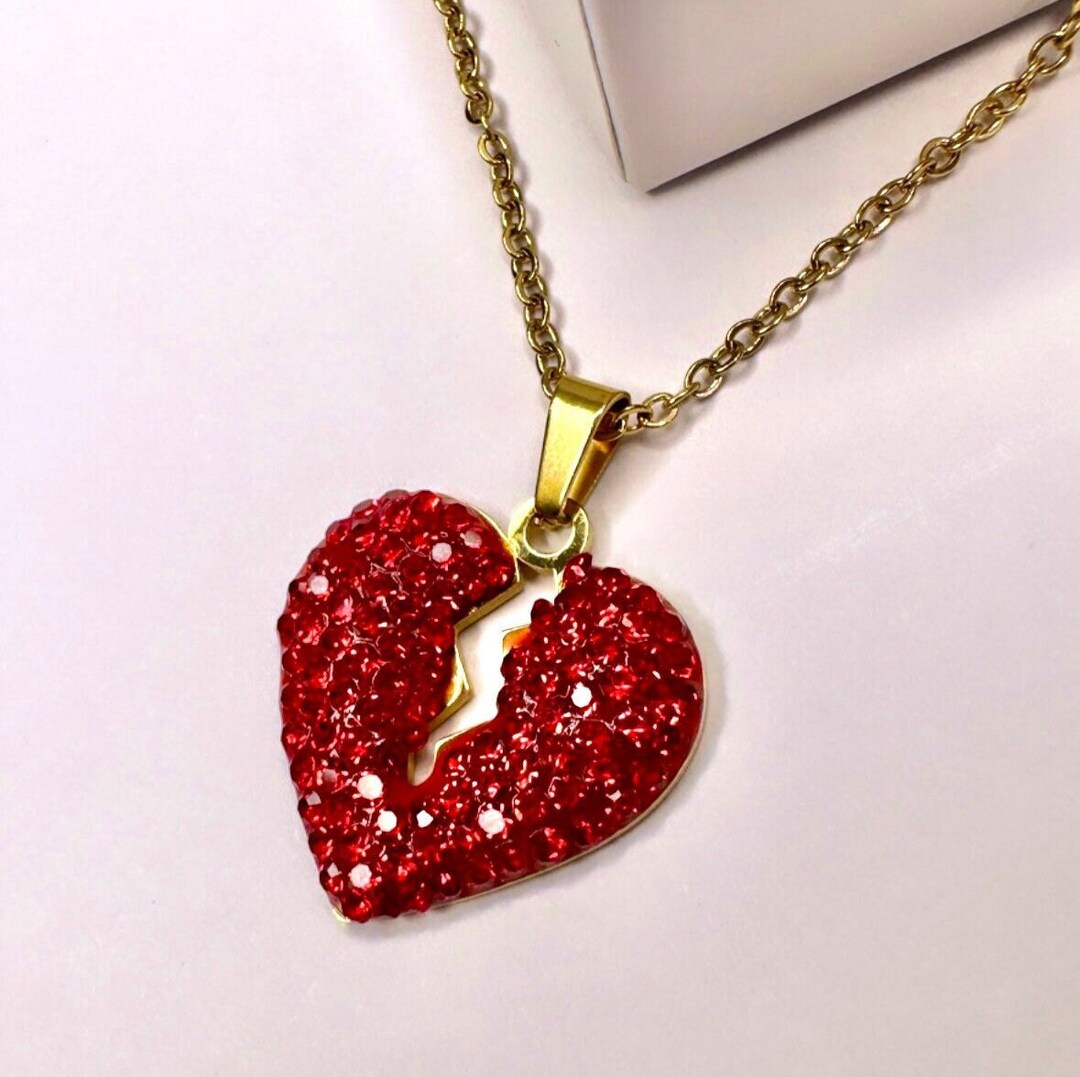 Broken Heart Necklace Single Valentines Day Broken Heart Etsy