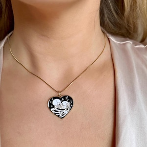 Skeleton Heart Necklace, Skeleton Heart Earrings, Goth Valentine Earrings, Goth Couple Jewellery, Skeleton Love Valentine, Goth Lover Gift