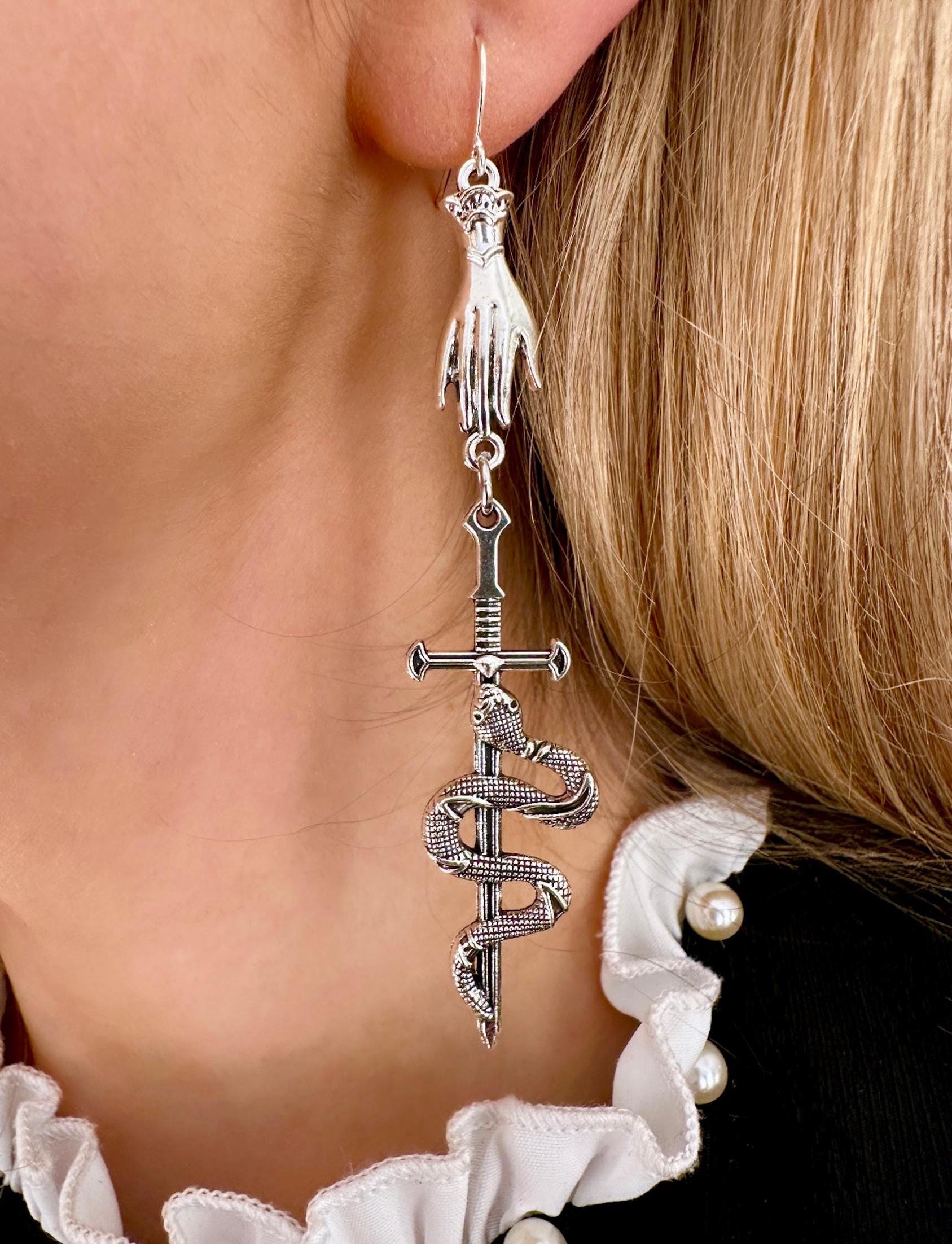 1STXULIE Snake sword ピアス 1STXULIE Snake sword ピアス Sword Hand Earrings, Snake Sword