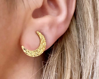 Crescent Stud Earrings, Gold Moon Stud Earrings, Moon Crescent Earrings, Celestial Studs, Tiny Moon Earring, Moon Stud Earrings, Moon Studs