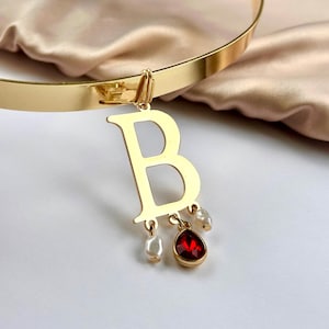 Colgante de Ana Bolena, collar B de oro, gargantilla de Ana Bolena, collar de Ana Bolena, gargantilla de metal dorado, collar renacentista dorado, colgante B