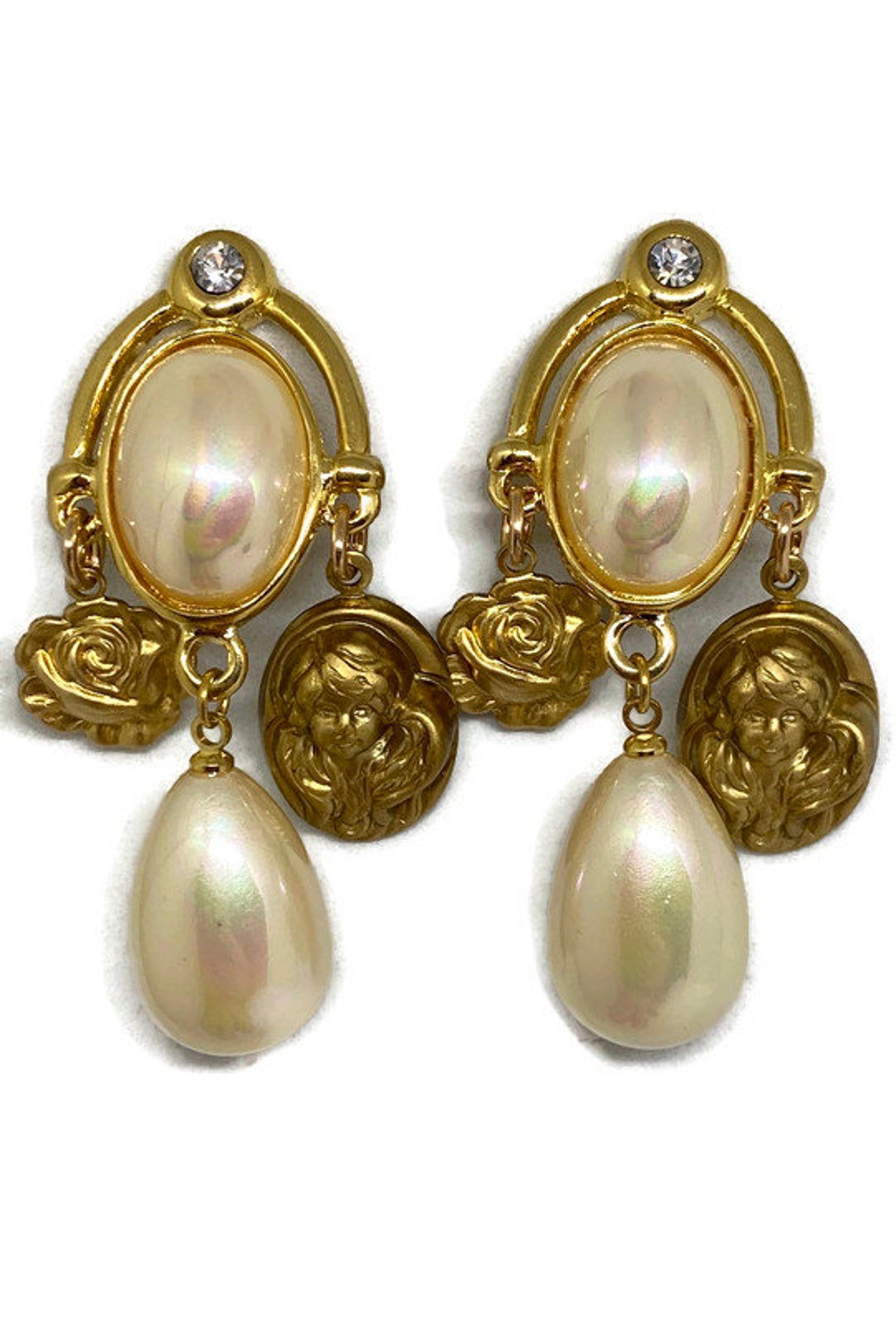 Clip on pearl drop earrings Clearance