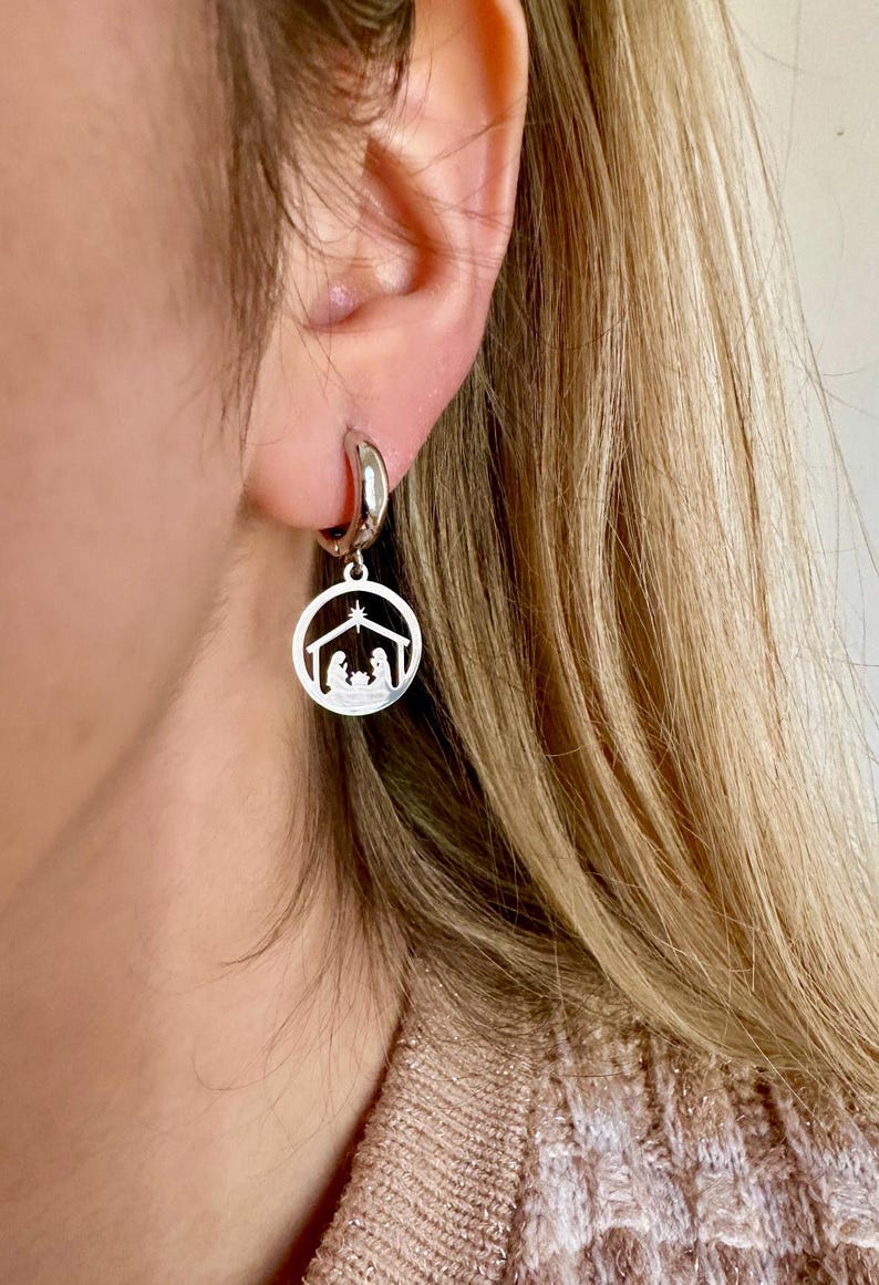 nativity earrings
silver christmas
christmas earrings
silver hoop earrings
religious earrings
religious christmas
christmas hoops
silver hoop earring
nativity scene
nativity jewelry
catholic earrings
catholic gifts
religious gifts