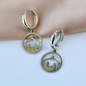 nativity earrings
silver christmas
christmas earrings
silver hoop earrings
religious earrings
religious christmas
christmas hoops
silver hoop earring
nativity scene
nativity jewelry
catholic earrings
catholic gifts
religious gifts