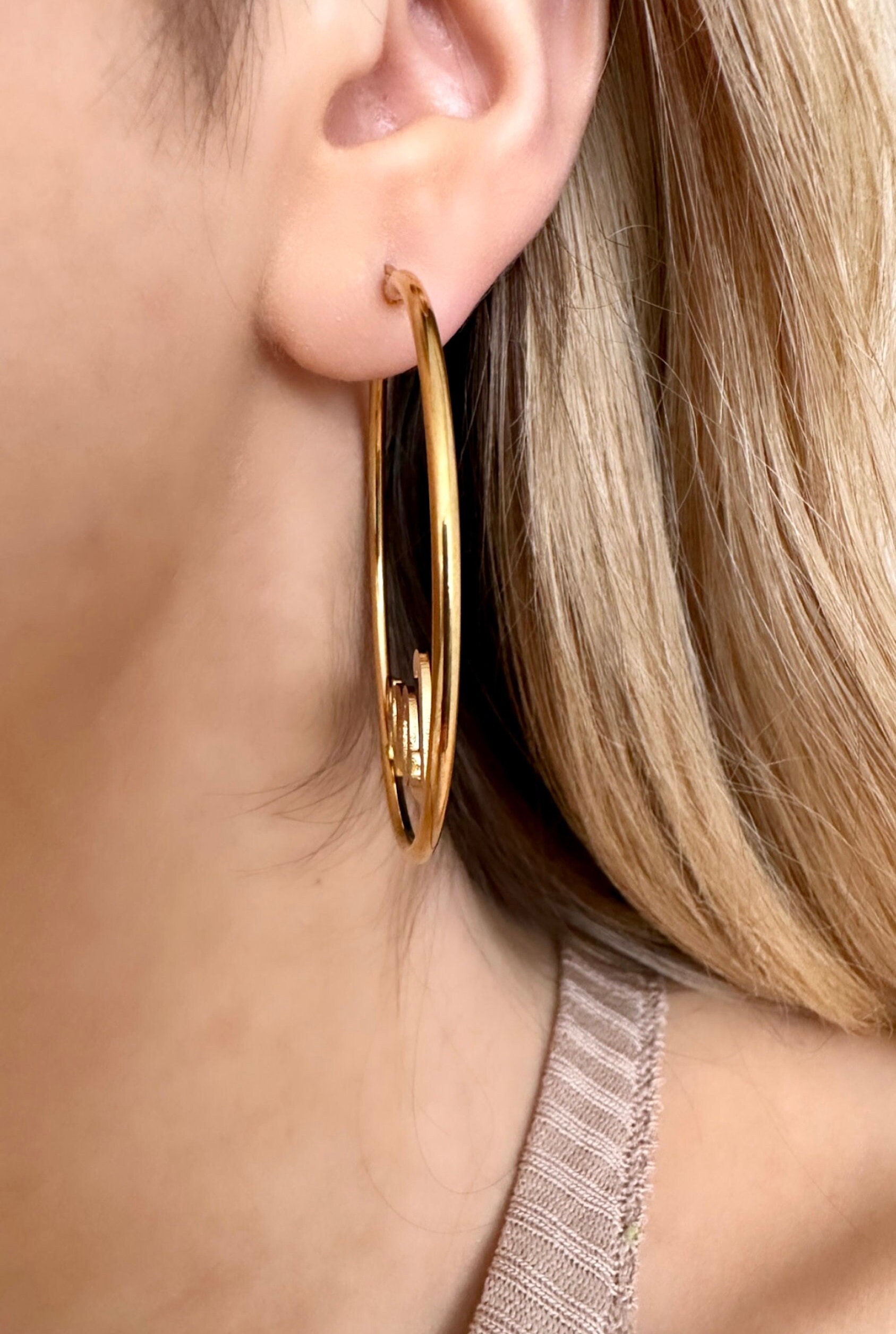 Hayden Hoop Earrings, Anti-Tarnish Protective Coating, Twisted Gold Hoop Earrings Trendy Earrings, Bold Hoop, Bridal, Bridesmaid Jewelry