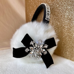 White Ear Muffs, Bow Earmuffs, Christmas Earmuffs, Faux Fur Ear Muffs, Faux Fur Earmuffs, White Earmuffs, Earmuffs Cute, Snowflake Headpiece