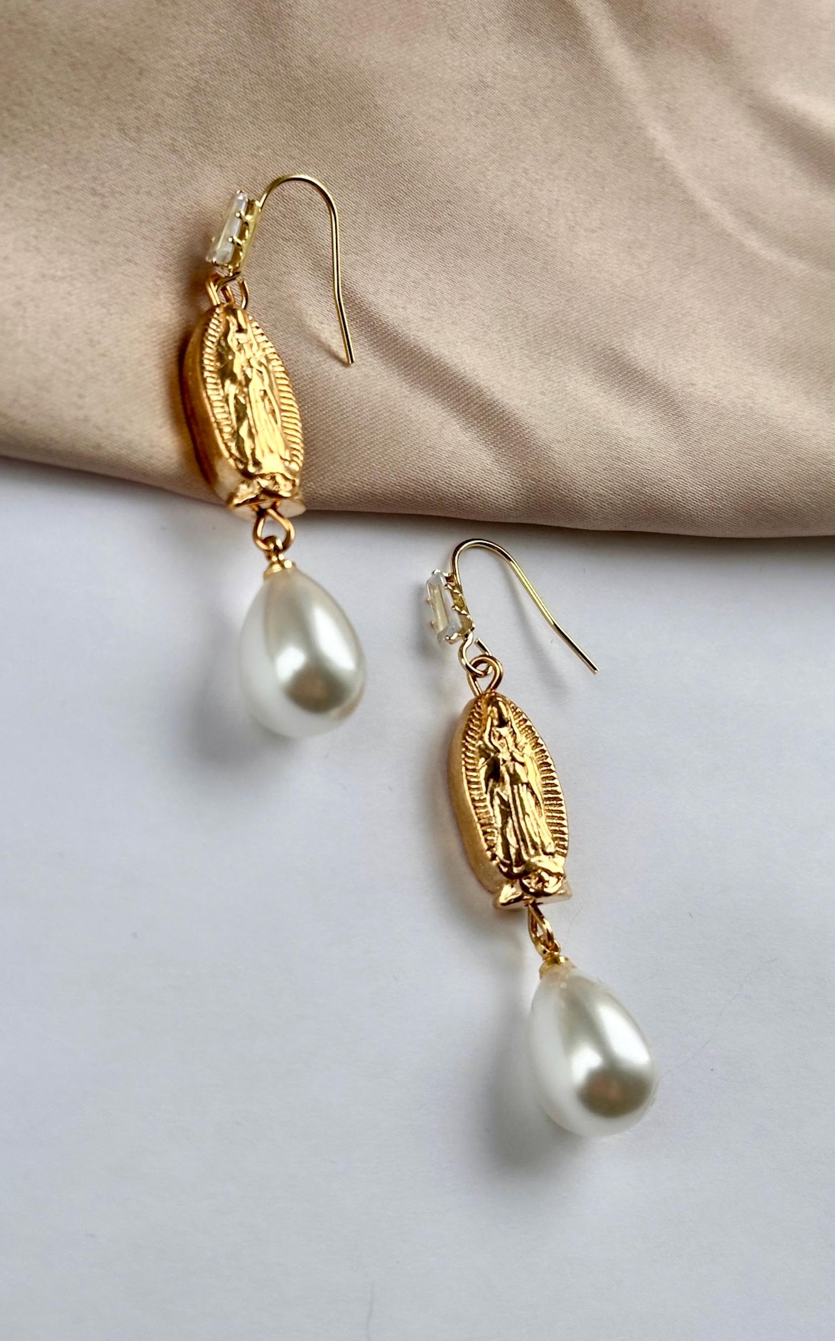 Orecchini A Cerchio Vergine Maria In Argento Sterling 925 – Gioielli Cattolici Nostra Signora Di Guadalupe – Con Scatola Portagioie E Panno Pulizia