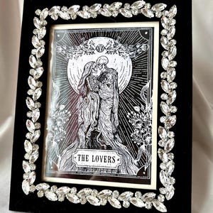 Tarjeta de boda gótica, imagen de esqueleto con marco, regalo de aniversario para los amantes, marco de fotos de terciopelo negro, regalo de tarot para amantes, regalo de pareja gótica