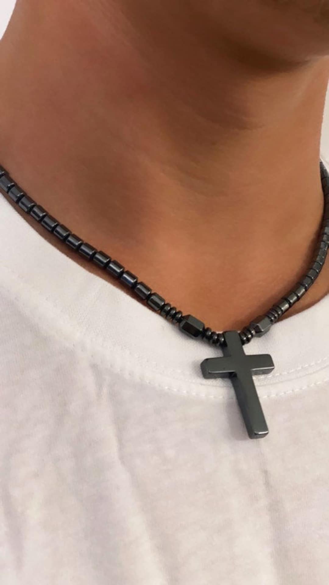 Black Cross Pendant, Mens Cross Pendant, Mens Crucifix Necklace, Male